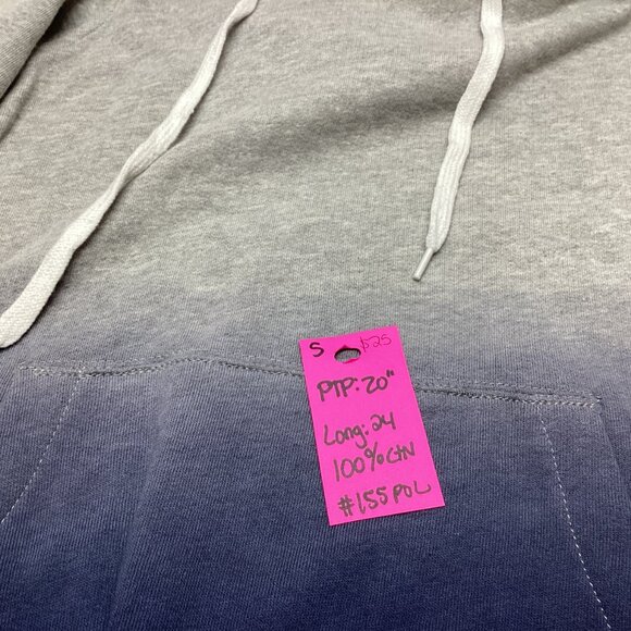 POL HOODIE BLUE OMBRE LIGHTWEIGHT 100% COTTON - Picture 7 of 7